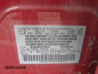2014 Nissan Sentra S with VIN 3N1AB7AP8EY288627, listed as a IAAI auction lot 42173030 with 118,883 mi miles and . Bid and sale history available at DreamBid. Image 9.