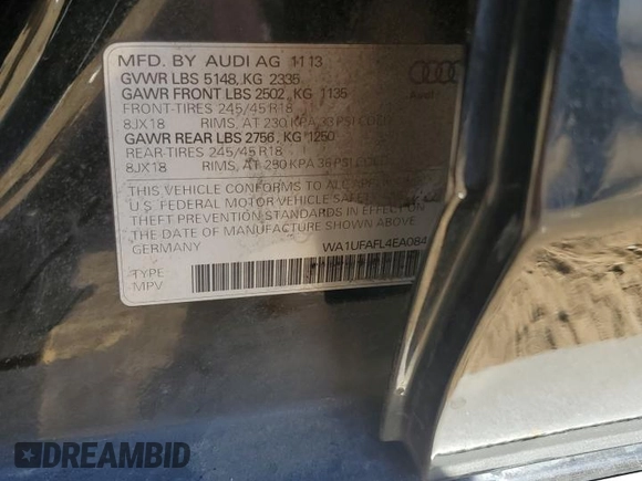 2014 Audi allroad Premium Plus with VIN WA1UFAFL4EA084083, listed as a Copart auction lot 78131964 with 144,820 mi miles and Salvage Title. Bid and sale history available at carsss.com. Image 13.