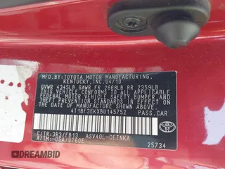 2011 Toyota Camry LE z VIN 4T1BF3EKXBU145752, wystawiony jako IAAI lot #40278431 z przebiegiem 174 130 mil mil oraz . Historia ofert i sprzedaży dostępna na DreamBid. Obrazek 9.