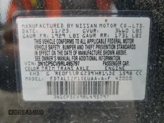 2024 Nissan Kicks SV z VIN 3N1CP5CV9RL495797, wystawiony jako Copart lot #55929895 z przebiegiem 21 688 mil mil oraz Szkoda całkowita • Salvage title. Historia ofert i sprzedaży dostępna na DreamBid. Obrazek 12.