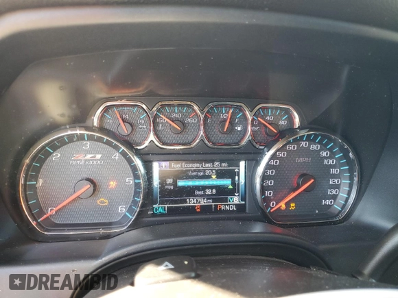 2017 Chevrolet Silverado 1500 LTZ with VIN 3GCUKSEJ4HG382713, listed as a Copart auction lot 76395764 with 134,794 mi miles and Salvage Title. Bid and sale history available at DreamBid. Image 9.