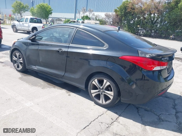 2013 Hyundai Elantra Coupe GS PZEV with VIN KMHDH6AE3DU006571, listed as a IAAI auction lot 42074843 with 161,612 mi miles. Bid and sale history available at carsss.com. Image 3.