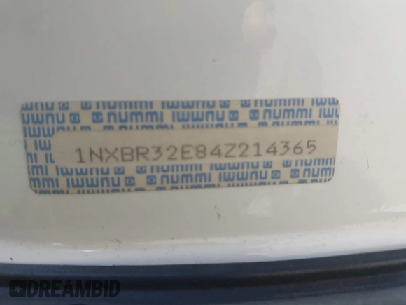 2004 Toyota Corolla CE with VIN 1NXBR32E84Z214365, listed as a IAAI auction lot 42218776 with 248,810 mi miles and . Bid and sale history available at DreamBid. Image 9.
