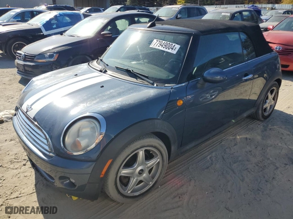 2009 MINI Cooper Convertible with VIN WMWMR33559TU96728, listed as a Copart auction lot 77949004 with 86,084 mi miles and Clean Title. Bid and sale history available at carsss.com. Image 1.