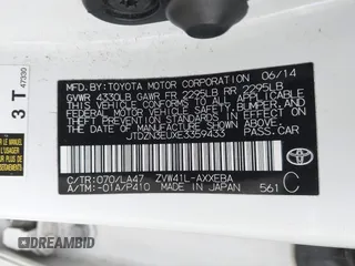 2014 Toyota Prius Two with VIN JTDZN3EUXE3359433, listed as a IAAI auction lot 42105488 with 183,237 mi miles and . Bid and sale history available at DreamBid. Image 9.
