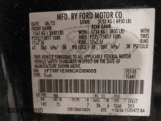 2012 Ford F-150 XL with VIN 1FTMF1EM9CKD89005, listed as a IAAI auction lot 42664014 with 142,413 mi miles and . Bid and sale history available at DreamBid. Image 9.