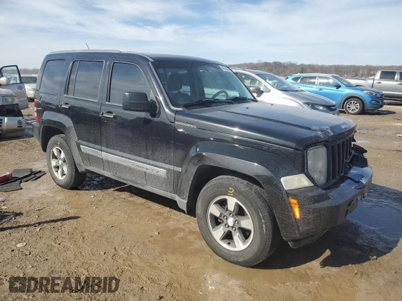 2008 Jeep Liberty Sport with VIN 1J8GN28K98W288135, listed as a Copart auction lot 46678005 with 195,163 mi miles and Salvage Title. Bid and sale history available at DreamBid. Image 4.