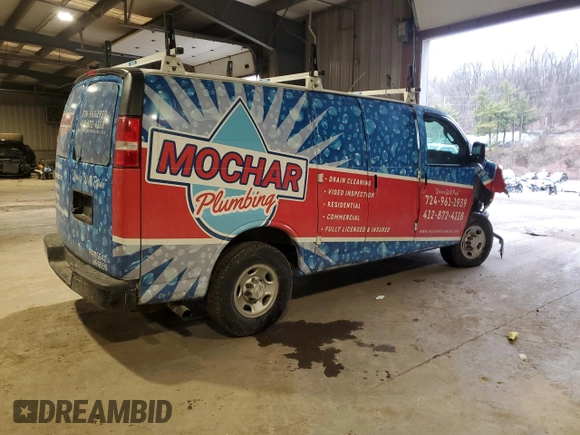 2019 Chevrolet Express Cargo with VIN 1GCWGAFP1K1170896, listed as a Copart auction lot 46810785 with Not provided miles and Salvage title. Bid and sale history available at DreamBid. Image 3.