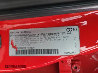 2015 Audi A3 2.0T Premium Plus with VIN WAUEFGFF8F1014530, listed as a Copart auction lot 72834422 with 133,057 mi miles. Bid and sale history available at carsss.com. Image 12.