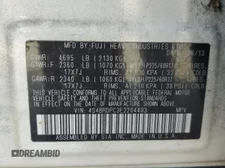 2014 Subaru Outback Limited with VIN 4S4BRDPC3E2204403, listed as a Copart auction lot 54660525 with 208,995 mi miles and Salvage title. Bid and sale history available at DreamBid. Image 14.
