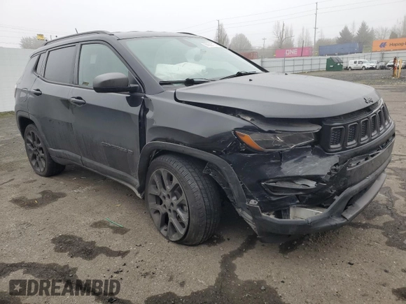2021 Jeep Compass 80th Anniversary with VIN 3C4NJDEB0MT594957, listed as a Copart auction lot 88658715 with 87,360 mi miles and Salvage title. Bid and sale history available at DreamBid. Image 4.