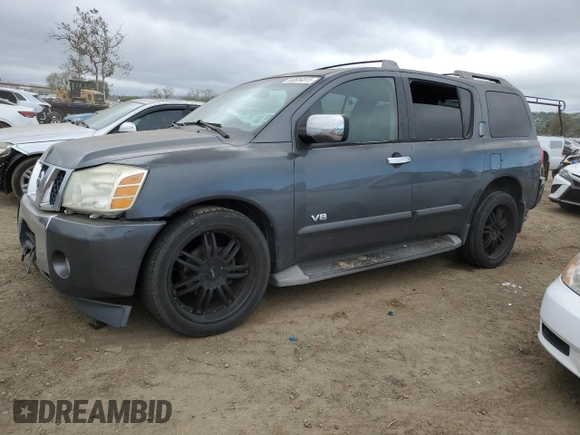 2006 Nissan Armada LE z VIN 5N1AA08A76N703892, wystawiony jako Copart lot #50604815 z przebiegiem 252 274 mil mil oraz Szkoda całkowita • Salvage title. Historia ofert i sprzedaży dostępna na DreamBid. Obrazek 1.