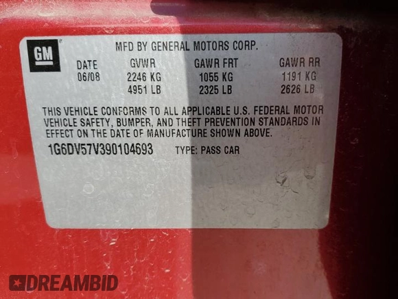 2009 Cadillac CTS RWD w/1SB with VIN 1G6DV57V390104693, listed as a Copart auction lot 75037354 with 148,191 mi miles and Salvage Title. Bid and sale history available at carsss.com. Image 12.