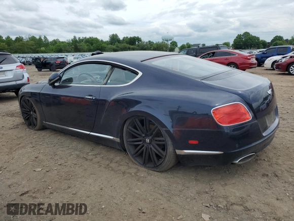 2013 Bentley Continental GT with VIN SCBFC7ZA4DC084868, listed as a Copart auction lot 54187554 with Not Provided miles and Salvage Title. Bid and sale history available at DreamBid. Image 2.