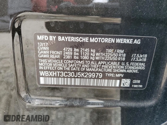 2018 BMW X1 xDrive28i с VIN WBXHT3C30J5K29979, выставлен на аукционе Copart как лот 58662505 с пробегом 61 461 миль миль и Списание • Salvage title. История ставок и продаж доступна на DreamBid. Изображение 12.