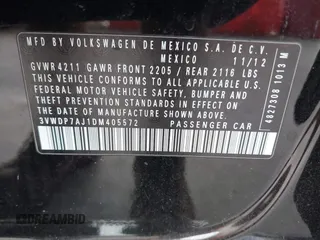 2013 Volkswagen Jetta SE z VIN 3VWDP7AJ1DM405572, wystawiony jako IAAI lot #42630897 z przebiegiem 257 925 mil mil oraz . Historia ofert i sprzedaży dostępna na DreamBid. Obrazek 9.