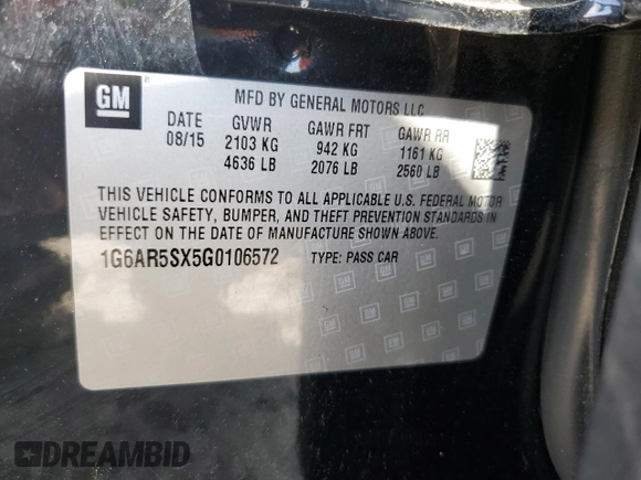 2016 Cadillac CTS Luxury Collection RWD z VIN 1G6AR5SX5G0106572, wystawiony jako Copart lot #57314745 z przebiegiem 129 830 mil mil oraz Szkoda całkowita • Salvage title. Historia ofert i sprzedaży dostępna na DreamBid. Obrazek 12.