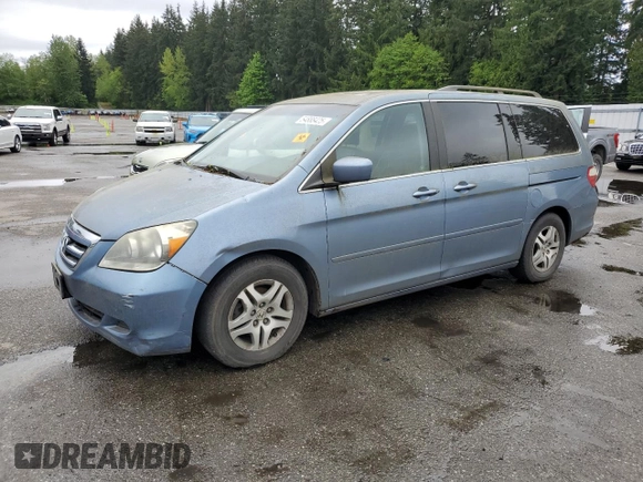 2005 Honda Odyssey EX-L with VIN 5FNRL38705B030402, listed as a Copart auction lot 54888425 with 196,215 mi miles and Clean title. Bid and sale history available at DreamBid. Image 1.