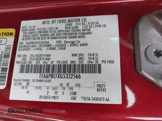 2016 Ford Mustang GT with VIN 1FA6P8CFXG5332566, listed as a IAAI auction lot 41071107 with 50,566 mi miles. Bid and sale history available at carsss.com. Image 9.