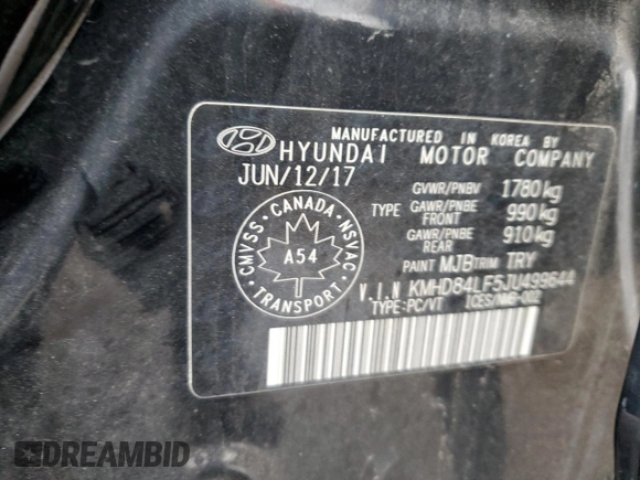 2018 Hyundai Elantra SEL z VIN KMHD84LF5JU499644, wystawiony jako Copart lot #51097265 z przebiegiem 128 178 mil mil oraz Szkoda całkowita • Salvage title. Historia ofert i sprzedaży dostępna na DreamBid. Obrazek 13.