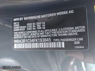 2015 BMW 4 Series 435i with VIN WBA3R1C54FK193845, listed as a IAAI auction lot 41293616 with 79,990 mi miles. Bid and sale history available at carsss.com. Image 9.