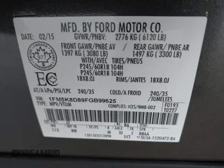 2015 Ford Explorer XLT with VIN 1FM5K8D89FGB99625, listed as a IAAI auction lot 42101023 with 136,624 mi miles and . Bid and sale history available at carsss.com. Image 9.