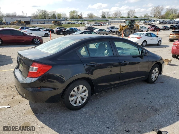 2012 Honda Civic Sdn LX with VIN 19XFB2F56CE306537, listed as a Copart auction lot 51097815 with 0 mi miles and Clean Title. Bid and sale history available at carsss.com. Image 3.
