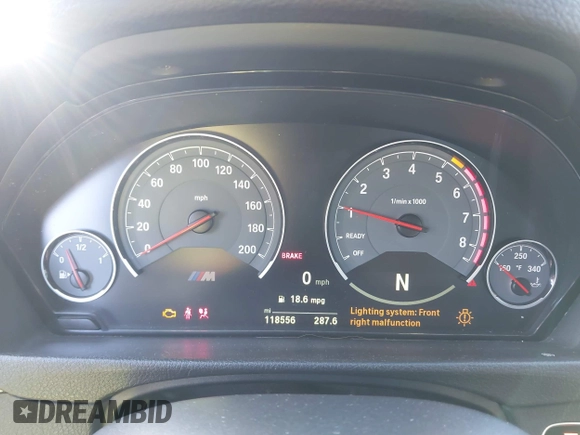2015 BMW M3 with VIN WBS3C9C59FP805777, listed as a IAAI auction lot 41732607 with 118,556 mi miles and . Bid and sale history available at DreamBid. Image 7.