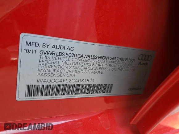 2012 Audi S4 Premium Plus z VIN WAUDGAFL2CA081941, wystawiony jako Copart lot #70385514 z przebiegiem 108 714 mil mil oraz Tytuł czysty. Historia ofert i sprzedaży dostępna na DreamBid. Obrazek 13.