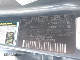 2015 Kia Cadenza Premium with VIN KNALN4D79F5195179, listed as a IAAI auction lot 41497523 with 258,695 mi miles. Bid and sale history available at carsss.com. Image 9.