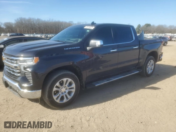 2023 Chevrolet Silverado 1500 LTZ with VIN 2GCUDGED5P1123754, listed as a Copart auction lot 42616625 with 33,433 mi miles and Salvage Title. Bid and sale history available at carsss.com. Image 1.