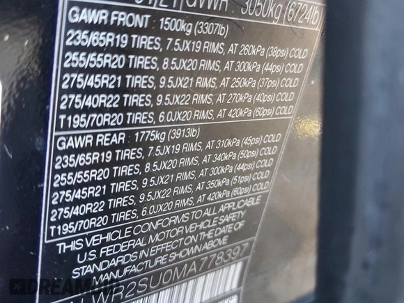 2021 Land Rover Range Rover Sport HSE Silver Edition с VIN SALWR2SU0MA778397, выставлен на аукционе Copart как лот 61005235 с пробегом 59 548 миль миль и Списание • Salvage title. История ставок и продаж доступна на DreamBid. Изображение 14.