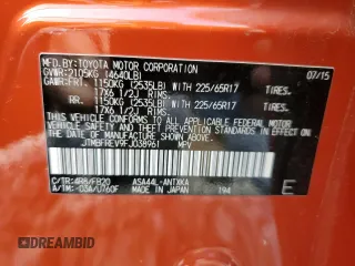 2015 Toyota RAV4 LE with VIN JTMBFREV9FJ038961, listed as a Copart auction lot 52725635 with 53,355 mi miles and Clean Title. Bid and sale history available at DreamBid. Image 13.