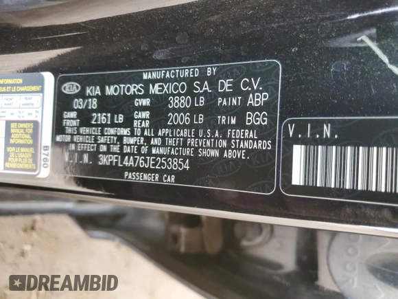 2018 Kia Forte LX with VIN 3KPFL4A76JE253854, listed as a Copart auction lot 51105585 with 181,243 mi miles and Salvage Title. Bid and sale history available at carsss.com. Image 12.