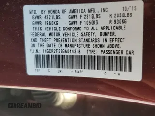 2016 Honda Accord Sport z VIN 1HGCR2F58GA044318, wystawiony jako Copart lot #60414545 z przebiegiem 187 363 mil mil oraz Czysty tytuł • Clean title. Historia ofert i sprzedaży dostępna na DreamBid. Obrazek 12.
