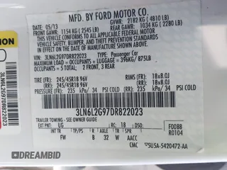 2013 Lincoln MKZ with VIN 3LN6L2G97DR822023, listed as a IAAI auction lot 41856396 with 129,056 mi miles and . Bid and sale history available at DreamBid. Image 9.
