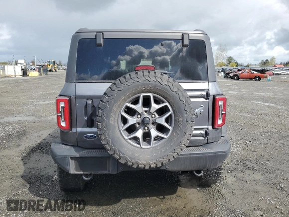 2023 Ford Bronco with VIN 1FMEE5DP9PLB06866, listed as a Copart auction lot 50573715 with 21,043 mi miles and Salvage Title. Bid and sale history available at carsss.com. Image 6.