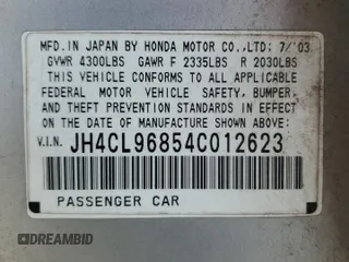 2004 Acura TSX с VIN JH4CL96854C012623, выставлен на аукционе Copart как лот 53381895 с пробегом 205 774 миль миль и Чистый • Clean title. История ставок и продаж доступна на DreamBid. Изображение 14.