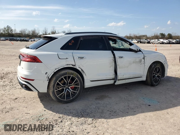 2022 Audi Q8 Prestige with VIN WA1FVBF17ND009750, listed as a Copart auction lot 41358603 with 19,802 mi miles. Bid and sale history available at carsss.com. Image 3.