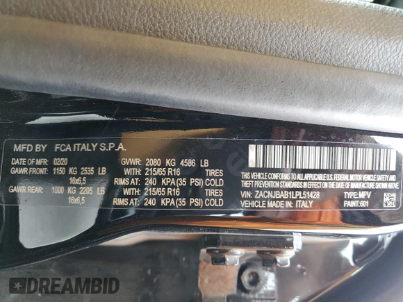 2020 Jeep Renegade Jeepster z VIN ZACNJBAB1LPL51428, wystawiony jako Copart lot #64790795 z przebiegiem 49 511 mil mil oraz Szkoda całkowita • Salvage title. Historia ofert i sprzedaży dostępna na DreamBid. Obrazek 13.