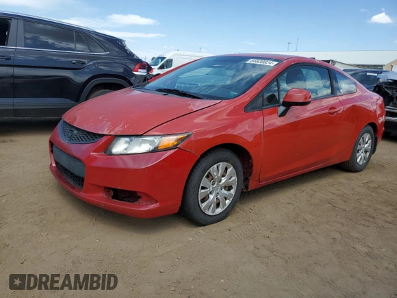 2012 Honda Civic Cpe LX with VIN 2HGFG3B56CH533844, listed as a Copart auction lot 66630824 with 143,246 mi miles and Salvage Title. Bid and sale history available at carsss.com. Image 1.