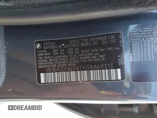 2000 BMW 5 Series 540iA with VIN WBADN6341YGM69313, listed as a Copart auction lot 78801034 with 95,733 mi miles and Salvage Title. Bid and sale history available at carsss.com. Image 15.