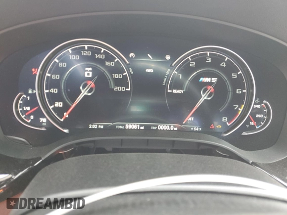 2019 BMW M5 z VIN WBSJF0C58KB448366, wystawiony jako Copart lot #50417885 z przebiegiem 59 061 mil mil oraz Szkoda całkowita • Salvage title. Historia ofert i sprzedaży dostępna na DreamBid. Obrazek 9.