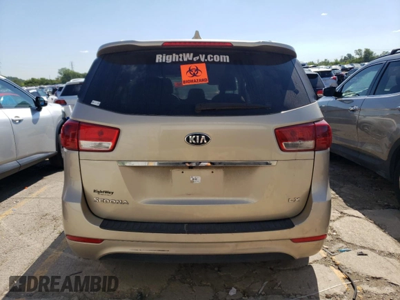 2016 Kia Sedona LX with VIN KNDMB5C16G6182730, listed as a Copart auction lot 66143314 with 126,488 mi miles and Clean Title. Bid and sale history available at carsss.com. Image 6.