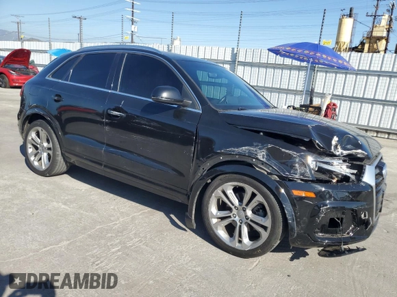 2017 Audi Q3 Premium Plus with VIN WA1HCCFS0HR009755, listed as a Copart auction lot 52728145 with 105,459 mi miles and Salvage title. Bid and sale history available at DreamBid. Image 4.