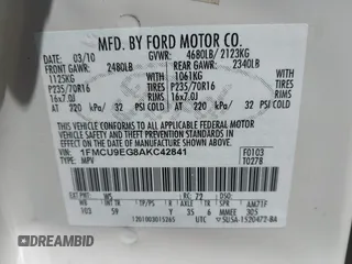 2010 Ford Escape Limited with VIN 1FMCU9EG8AKC42841, listed as a IAAI auction lot 42492355 with 159,939 mi miles and . Bid and sale history available at DreamBid. Image 9.