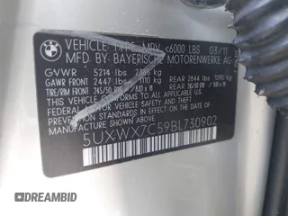 2011 BMW X3 35i with VIN 5UXWX7C59BL730902, listed as a IAAI auction lot 42154482 with Not Provided miles and . Bid and sale history available at DreamBid. Image 9.