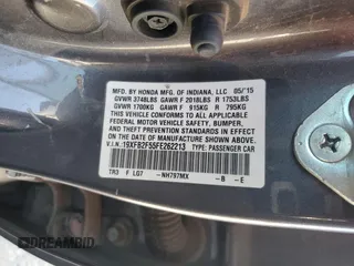 2015 Honda Civic Sedan LX with VIN 19XFB2F55FE262213, listed as a Copart auction lot 52417925 with 154,763 mi miles and Salvage Title. Bid and sale history available at carsss.com. Image 15.