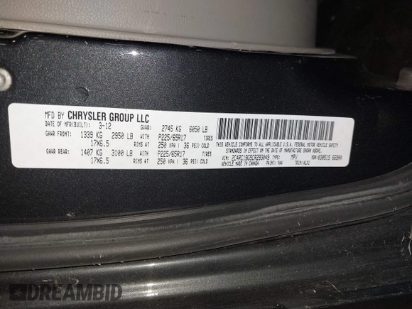 2012 Chrysler Town & Country Touring with VIN 2C4RC1BG5CR283049, listed as a IAAI auction lot 41237753 with 170,224 mi miles. Bid and sale history available at carsss.com. Image 9.