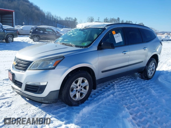 2013 Chevrolet Traverse LS with VIN 1GNKVFKD1DJ104162, listed as a IAAI auction lot 41299219 with 134,870 mi miles and . Bid and sale history available at DreamBid. Image 2.
